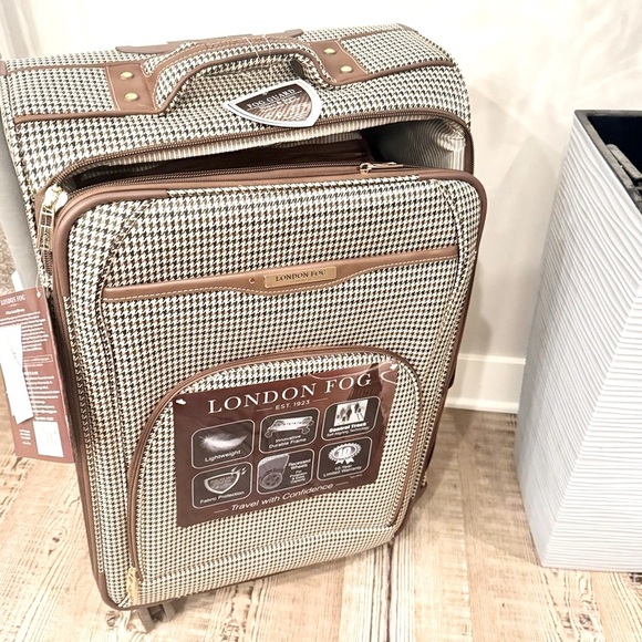 London Fog Oxford III 29”Spinner Luggage suitcase travel bag olive houndstooth - Picture 10 of 16